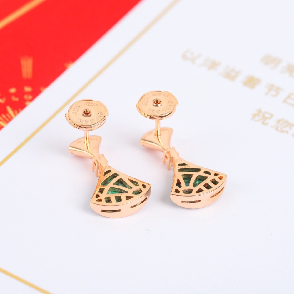 BVLGARI MALACHITE FAN CLIP EARRINGS