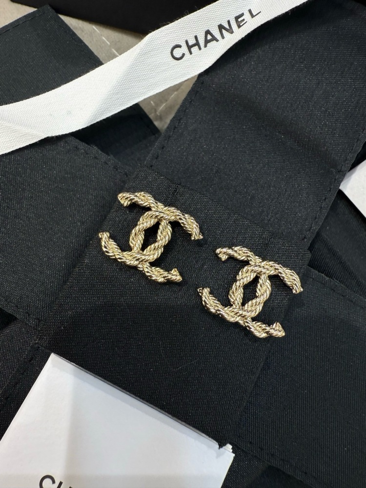 CHANEL TWISTED ROPE CC GOLD EARRINGS