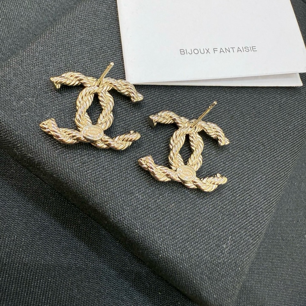 CHANEL TWISTED ROPE CC GOLD EARRINGS