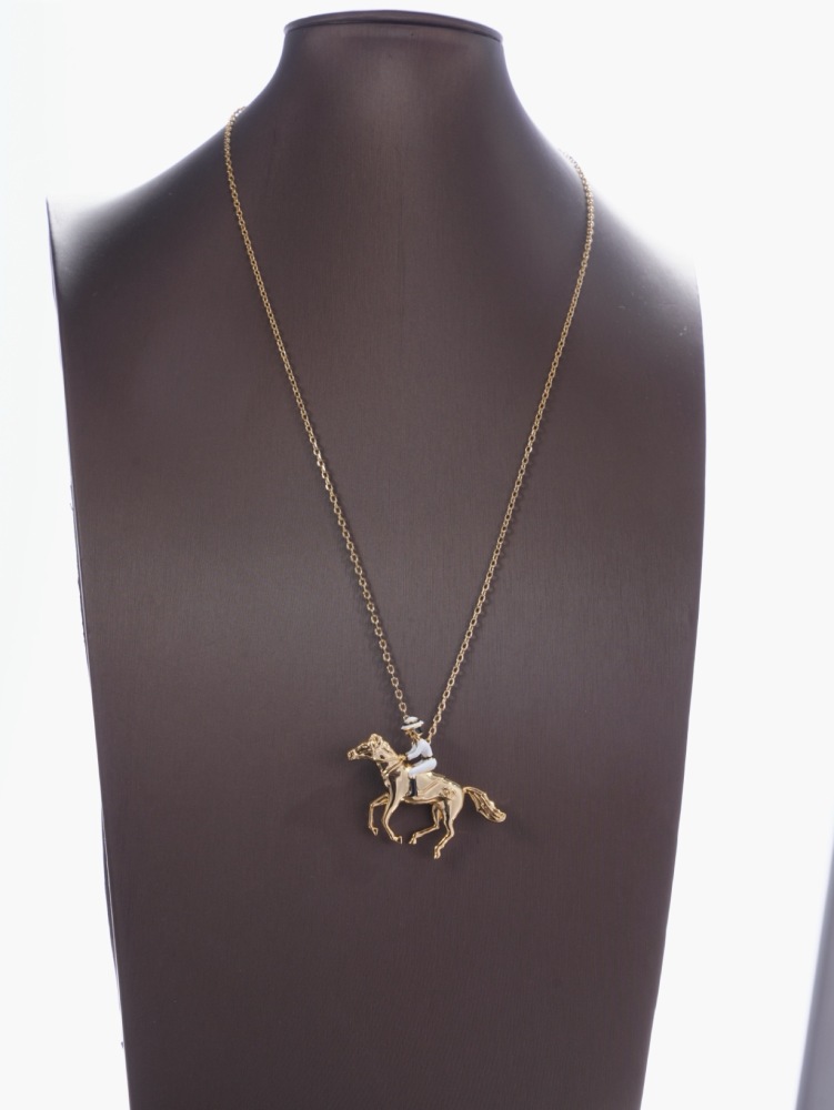 CHANEL HORSE RIDER GOLD PENDANT NECKLACE