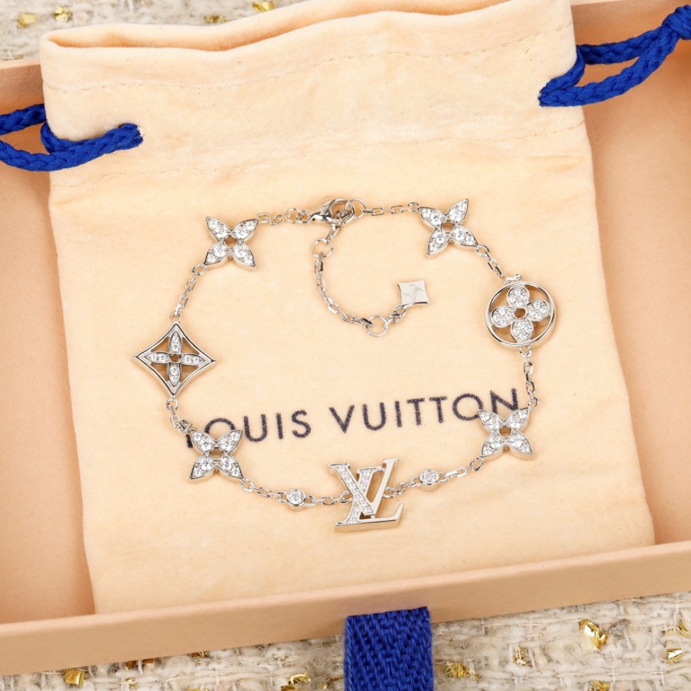 LV SILVER CRYSTAL MULTI MONOGRAM CHARM BRACELET