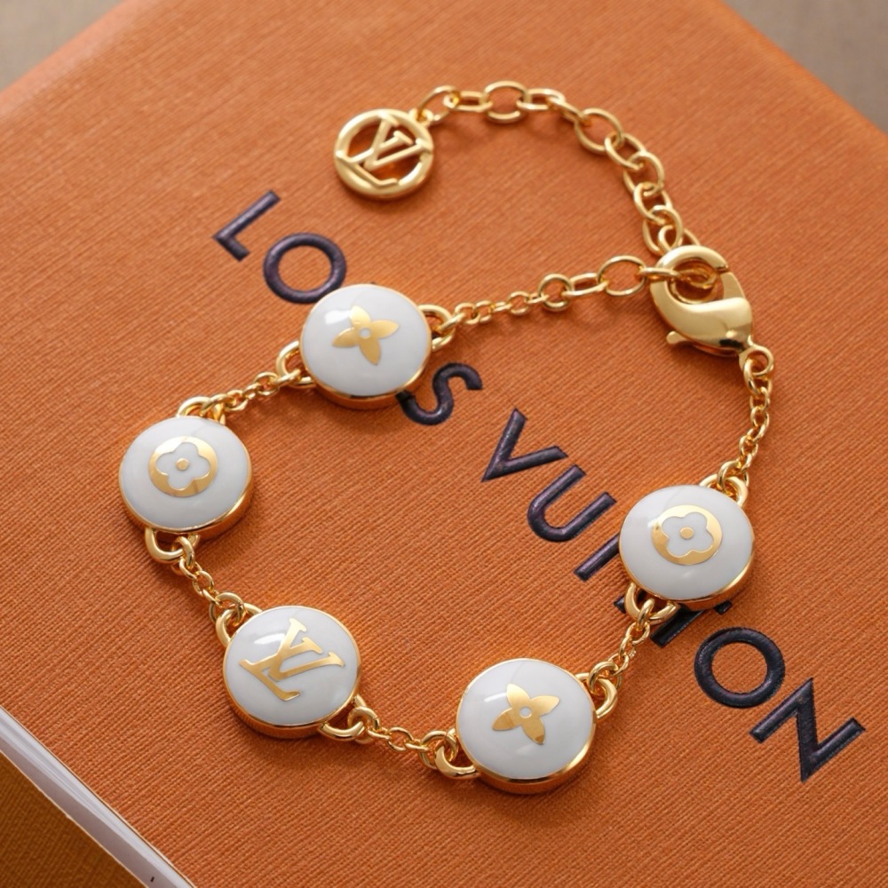 LOUIS VUITTON WHITE ENAMEL MONOGRAM BRACELET