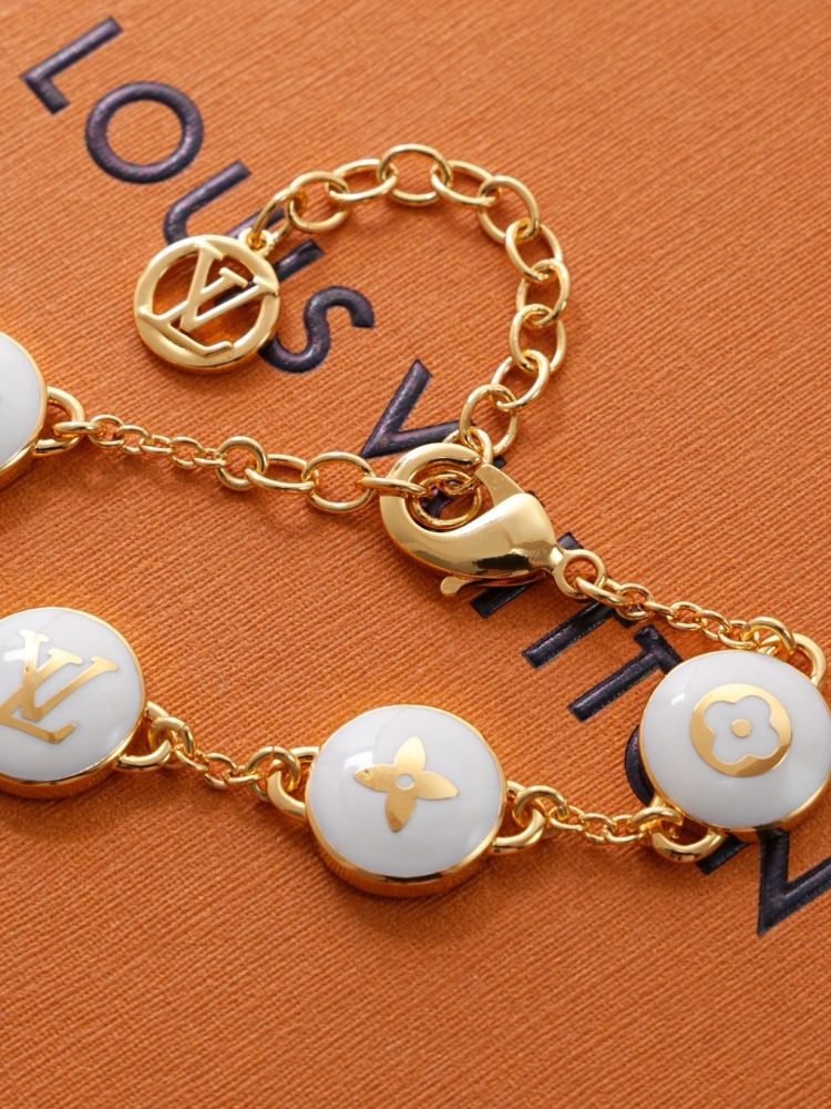 LOUIS VUITTON WHITE ENAMEL MONOGRAM BRACELET