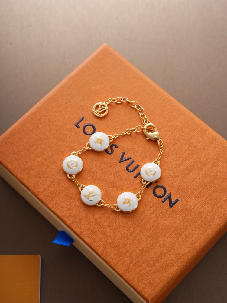LOUIS VUITTON WHITE ENAMEL MONOGRAM BRACELET