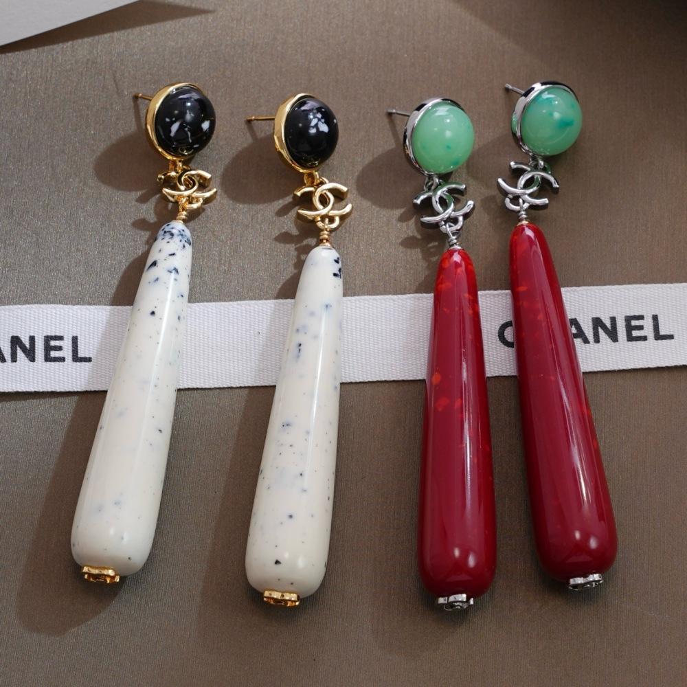 CHANEL CC BEAD TEARDROP DROP EARRINGS