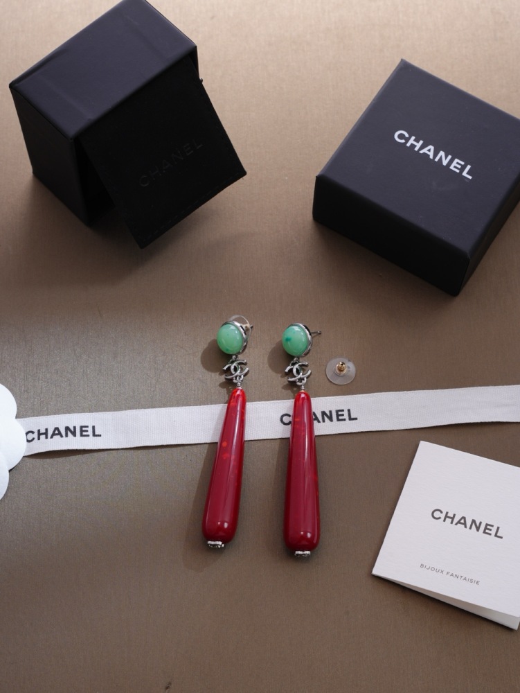CHANEL CC BEAD TEARDROP DROP EARRINGS