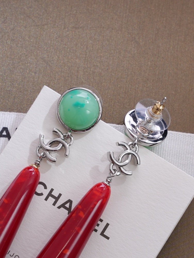 CHANEL CC BEAD TEARDROP DROP EARRINGS