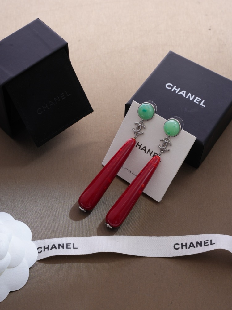 CHANEL CC BEAD TEARDROP DROP EARRINGS