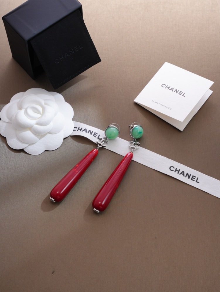 CHANEL CC BEAD TEARDROP DROP EARRINGS