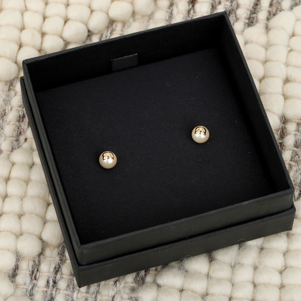 MIU MIU PEARL LOGO STUD EARRINGS