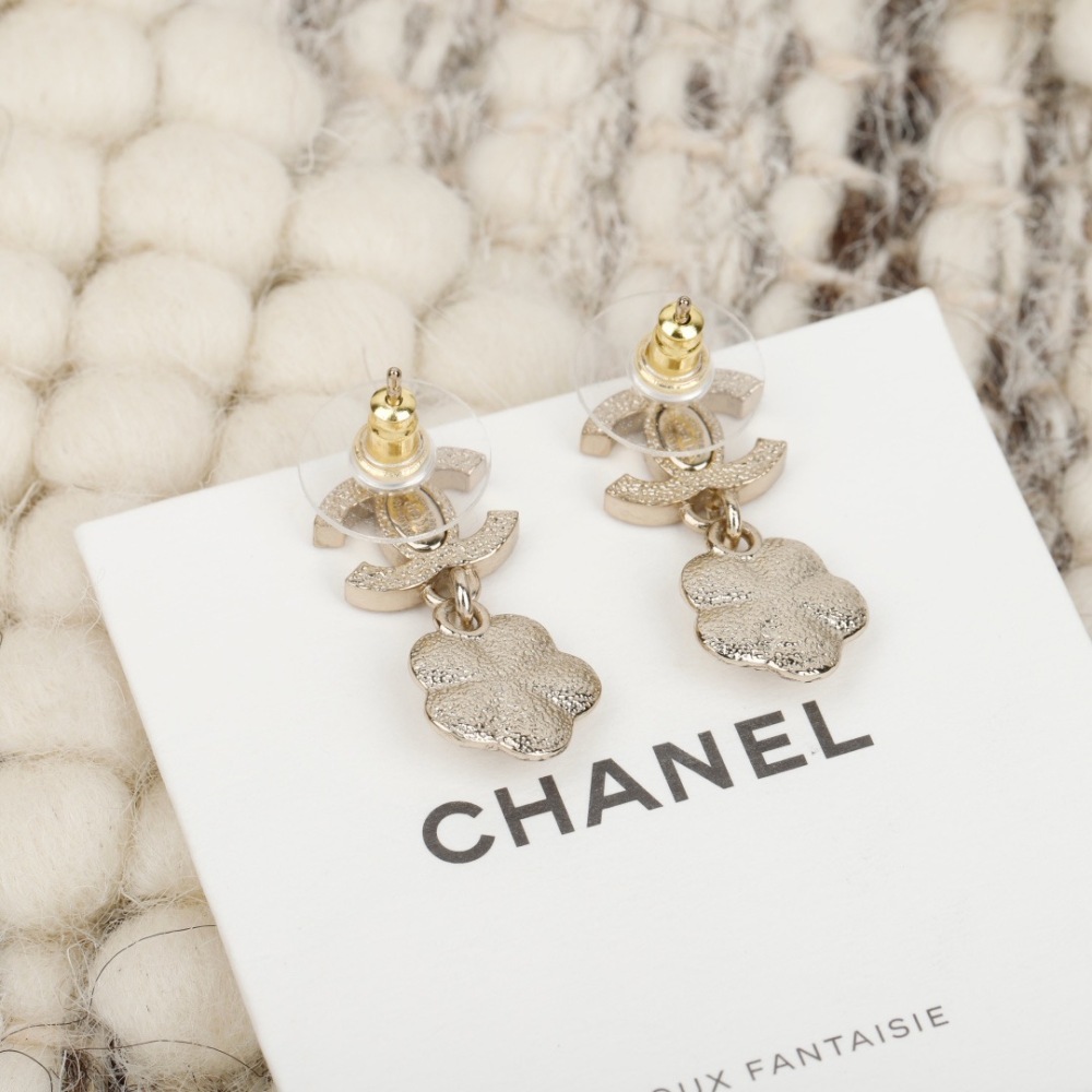 CHANEL CC CRYSTAL CAMELLIA DROP EARRINGS