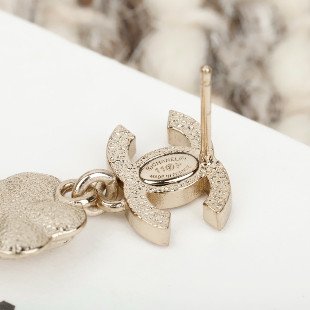 CHANEL CC CRYSTAL CAMELLIA DROP EARRINGS