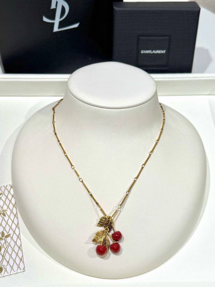 SAINT LAURENT CHERRY LEAF NECKLACE