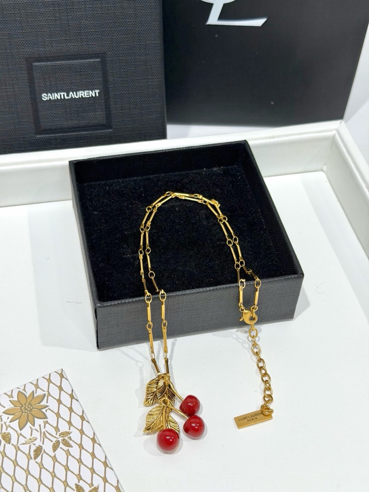 SAINT LAURENT CHERRY LEAF NECKLACE