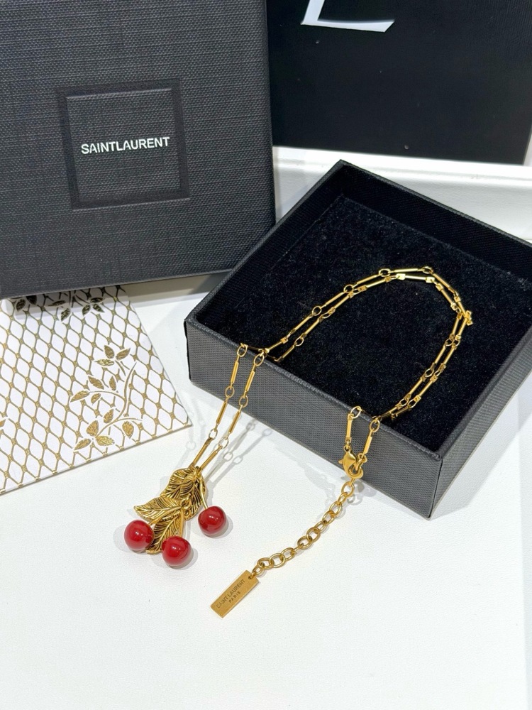 SAINT LAURENT CHERRY LEAF NECKLACE