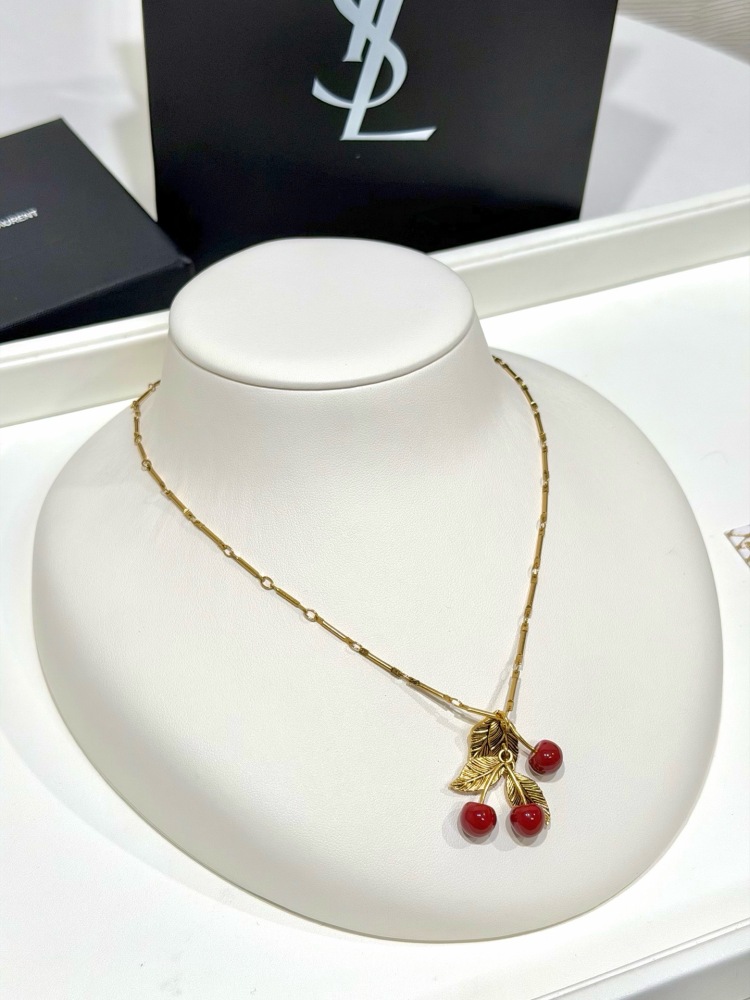 SAINT LAURENT CHERRY LEAF NECKLACE