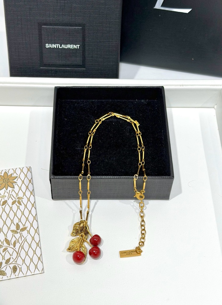 SAINT LAURENT CHERRY LEAF NECKLACE