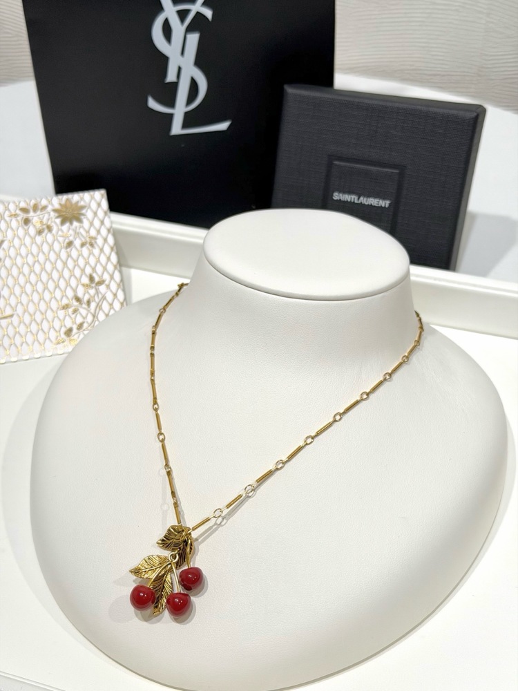 SAINT LAURENT CHERRY LEAF NECKLACE