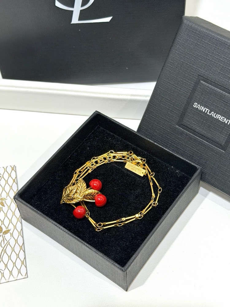 SAINT LAURENT CHERRY LEAF NECKLACE