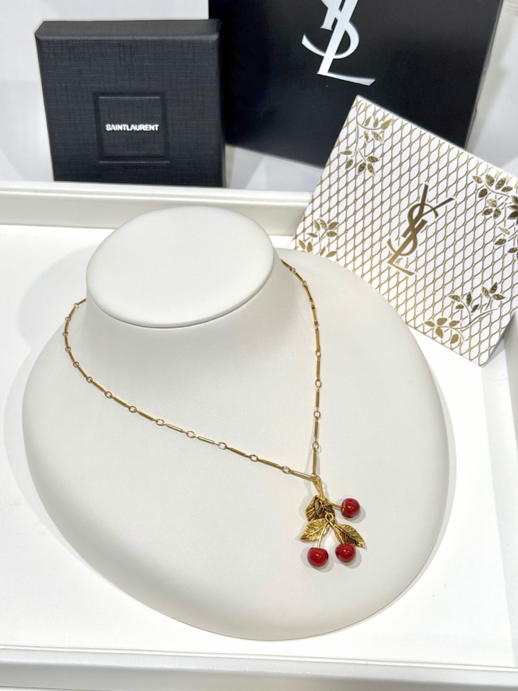 SAINT LAURENT CHERRY LEAF NECKLACE