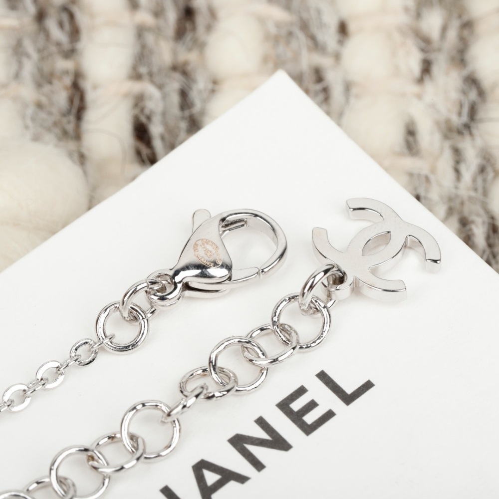 CHANEL INTERLOCKING CC ROUND ENAMEL Y-DROP NECKLACE WITH COLORED CRYSTALS