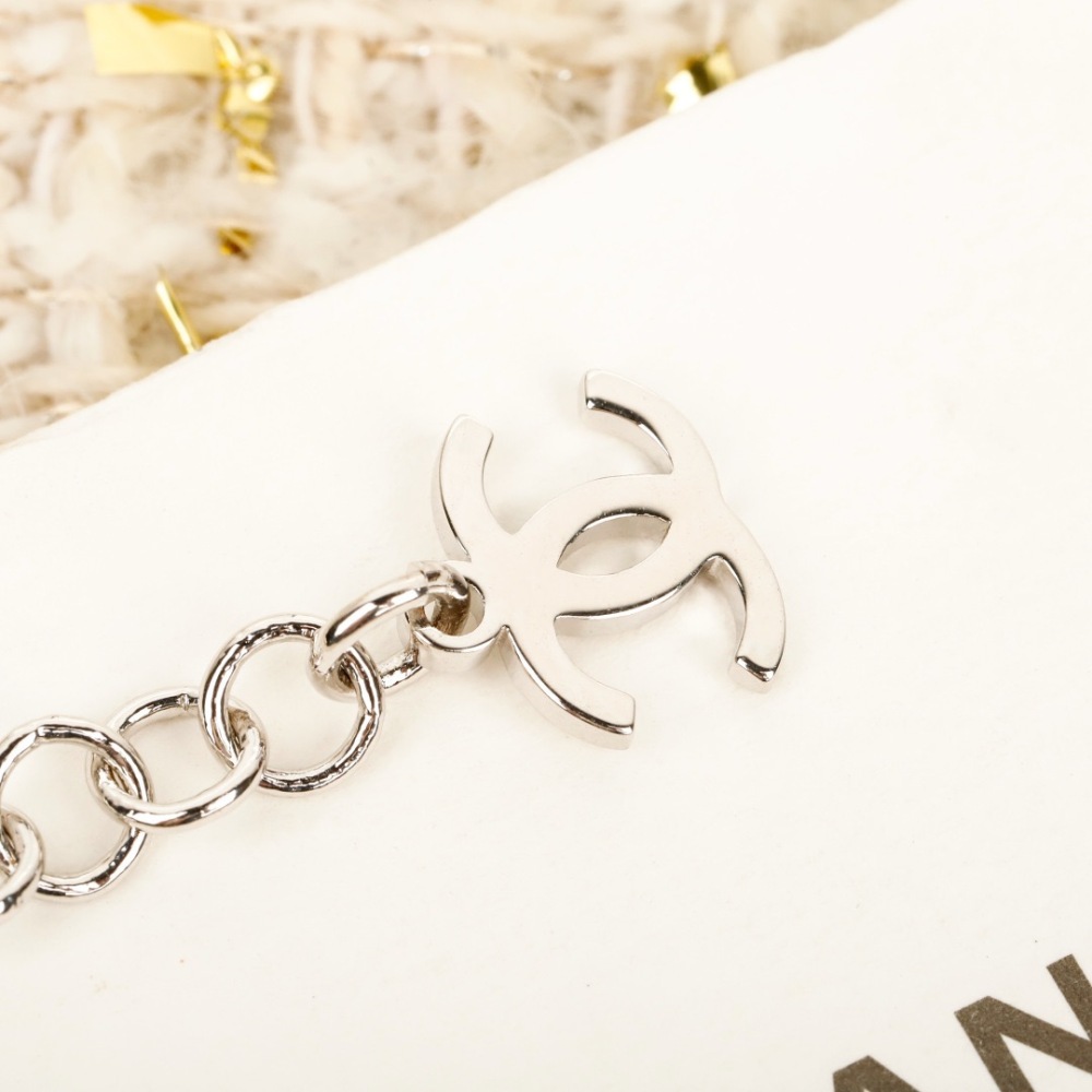 CHANEL PERFUME BOTTLE BLUE HEART INTERLOCKING CC NECKLACE