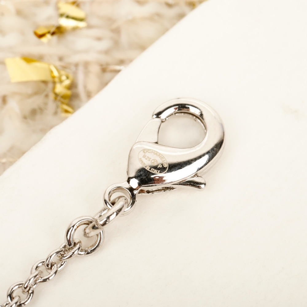 CHANEL PERFUME BOTTLE BLUE HEART INTERLOCKING CC NECKLACE