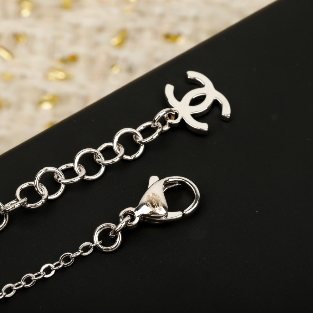 CHANEL STAR & PEAR DROP DOUBLE C PAVED CRYSTAL NECKLACE