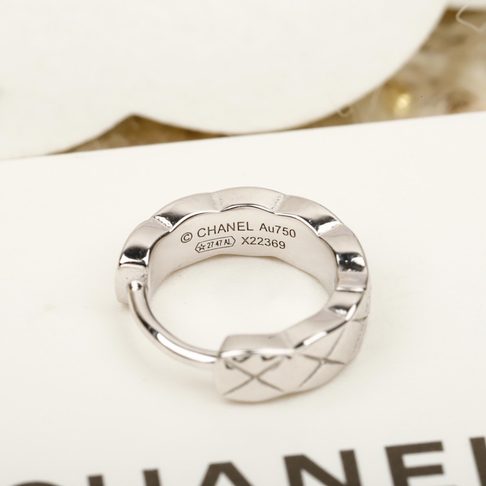CHANEL QUILTED DIAMOND PAVED CRYSTAL HUGGIE EARRINGS