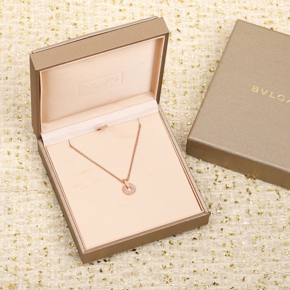 BVLGARI BVLGARI PINK SAPPHIRE CIRCLE PENDANT NECKLACE