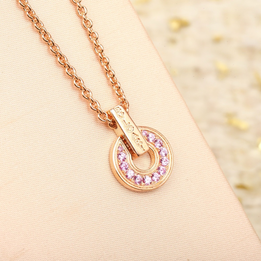 BVLGARI BVLGARI PINK SAPPHIRE CIRCLE PENDANT NECKLACE