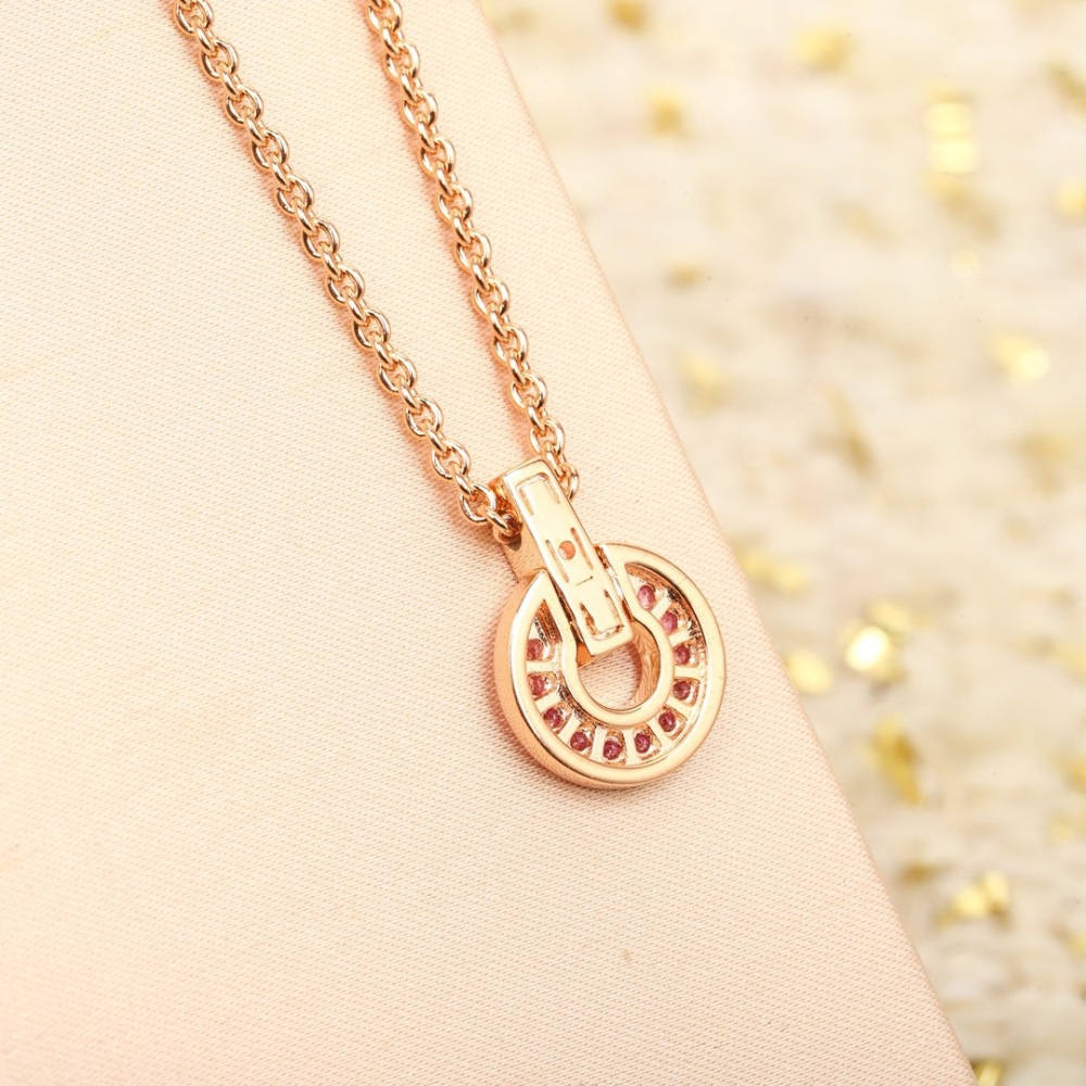 BVLGARI BVLGARI PINK SAPPHIRE CIRCLE PENDANT NECKLACE