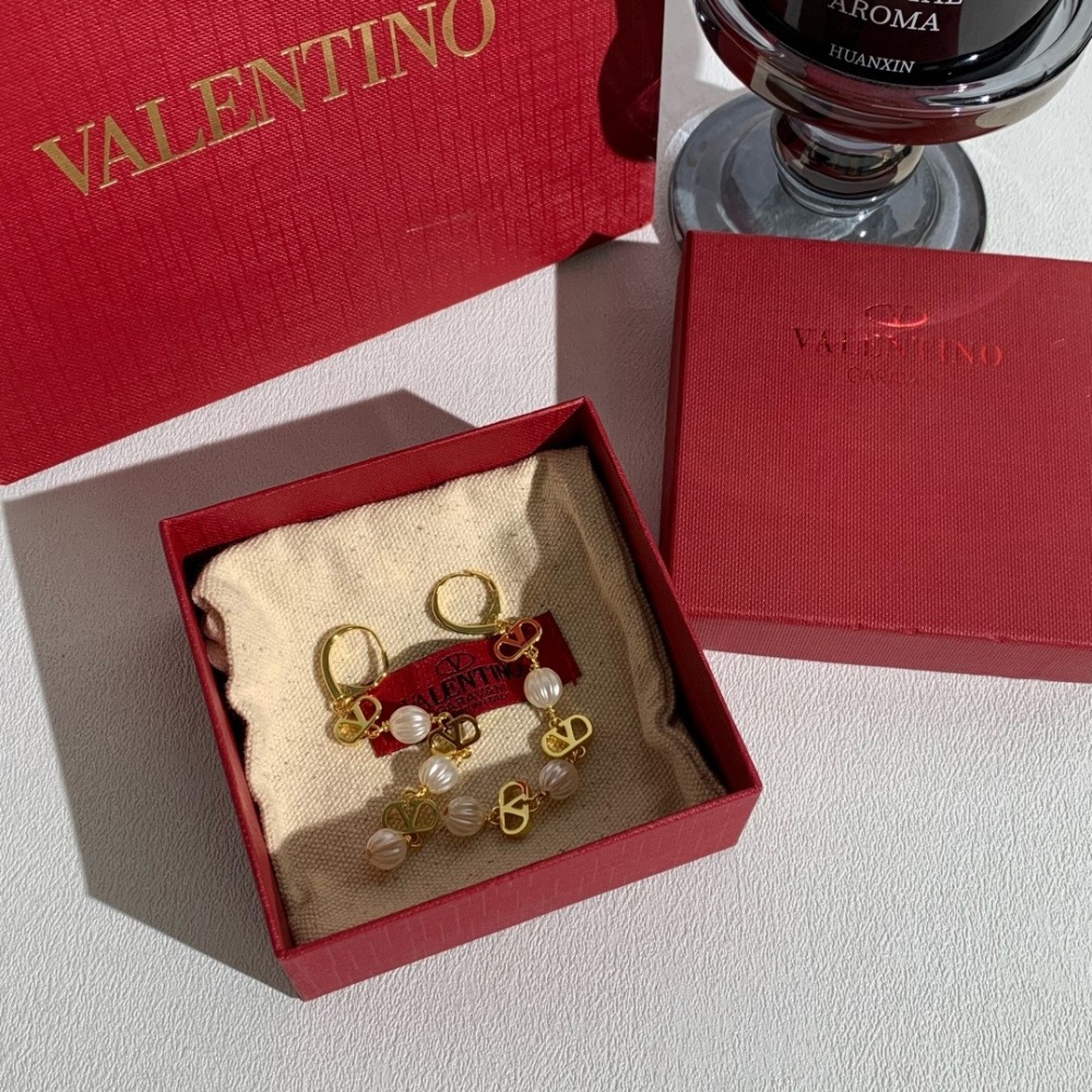 VALENTINO VLOGO PUMPKIN PEARL LONG DROP EARRINGS
