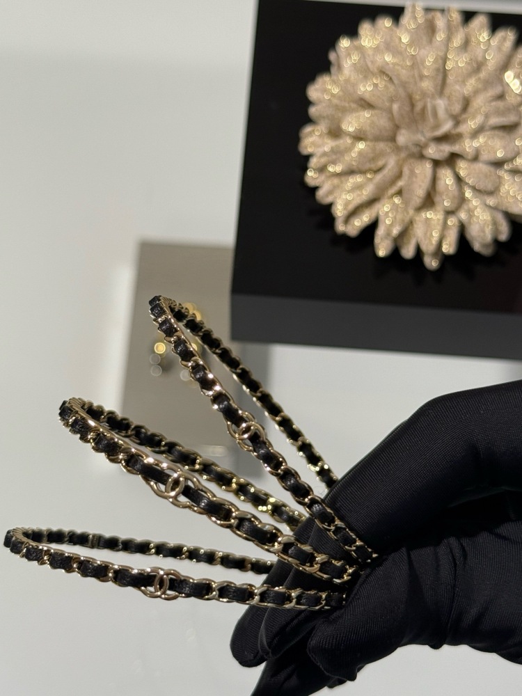 CHANEL TRIPLE ROW INTERWOVEN LEATHER CHAIN BANGLE
