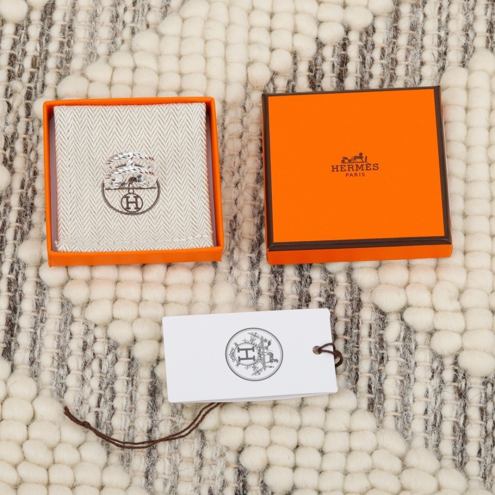 HERMES SILVER TWIST OPEN RING