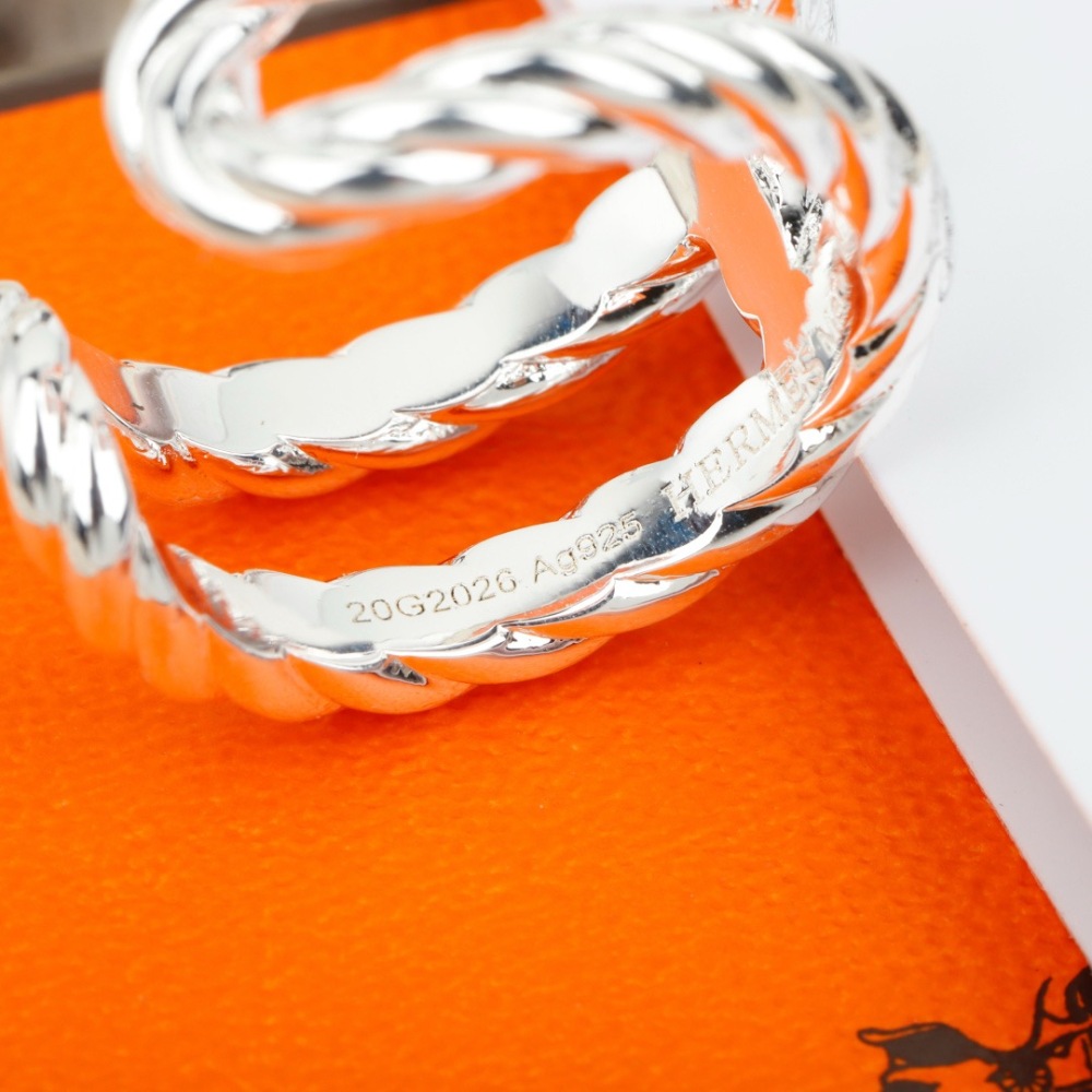 HERMES SILVER TWIST OPEN RING