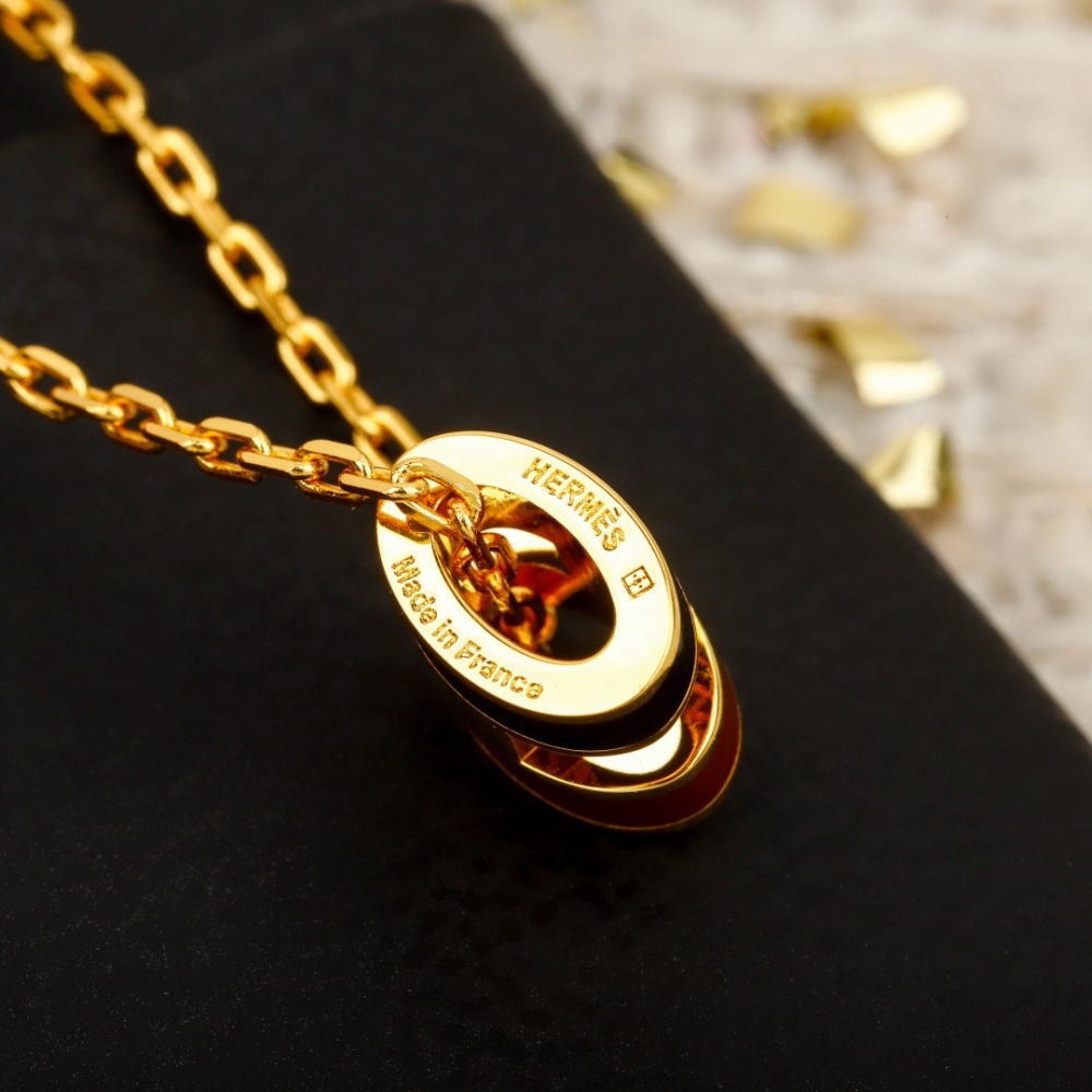 GOLD H PENDANT NECKLACE WITH RED & BLACK ENAMEL