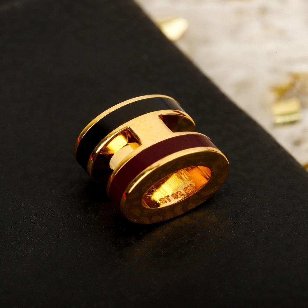 GOLD H PENDANT NECKLACE WITH RED & BLACK ENAMEL