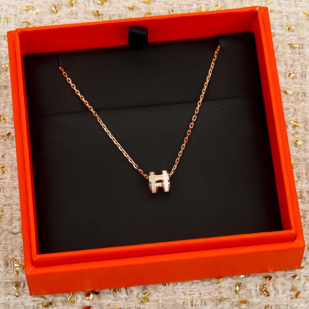 GOLD H PENDANT NECKLACE WITH RED & BLACK ENAMEL
