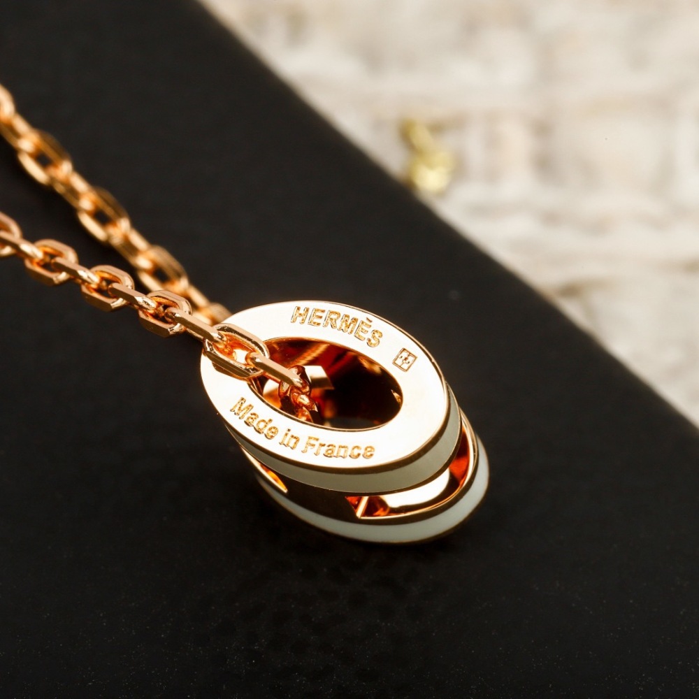 GOLD H PENDANT NECKLACE WITH RED & BLACK ENAMEL