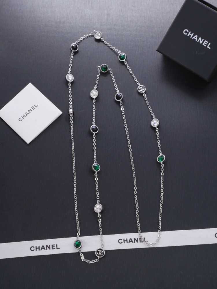 CHANEL DOUBLE C MULTI COLOR CRYSTAL LONG NECKLACE