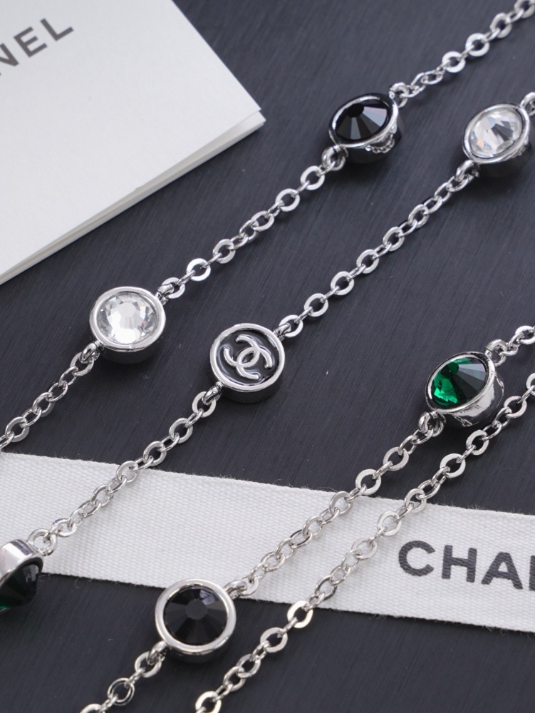 CHANEL DOUBLE C MULTI COLOR CRYSTAL LONG NECKLACE
