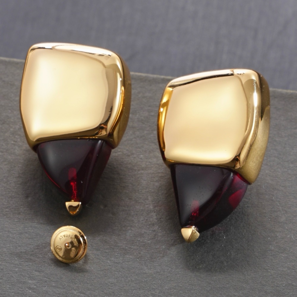 BOTTEGA VENETA GOLD‑TONED EARRINGS WITH BURGUNDY RESIN TEARDROP DETAIL