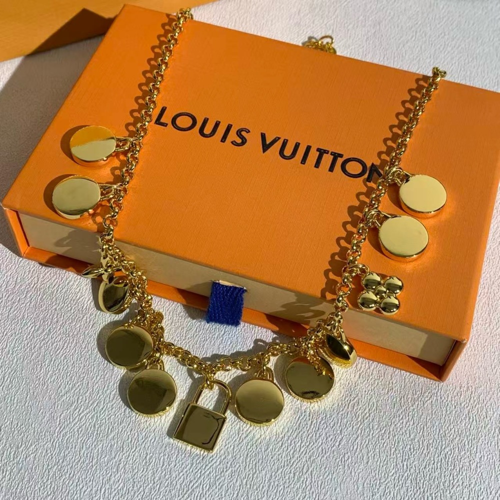 LOUIS VUITTON MULTI‑COLOR ENAMEL CHARM NECKLACE, GOLD‑TONE