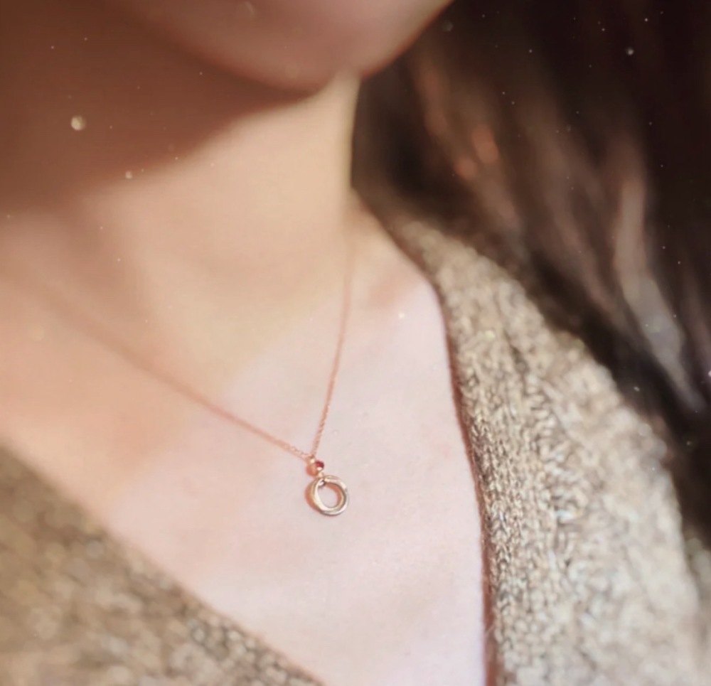 CARTIER TRINITY DE CARTIER NECKLACE, 18K TRICOLOR GOLD, PINK SAPPHIRE ACCENT