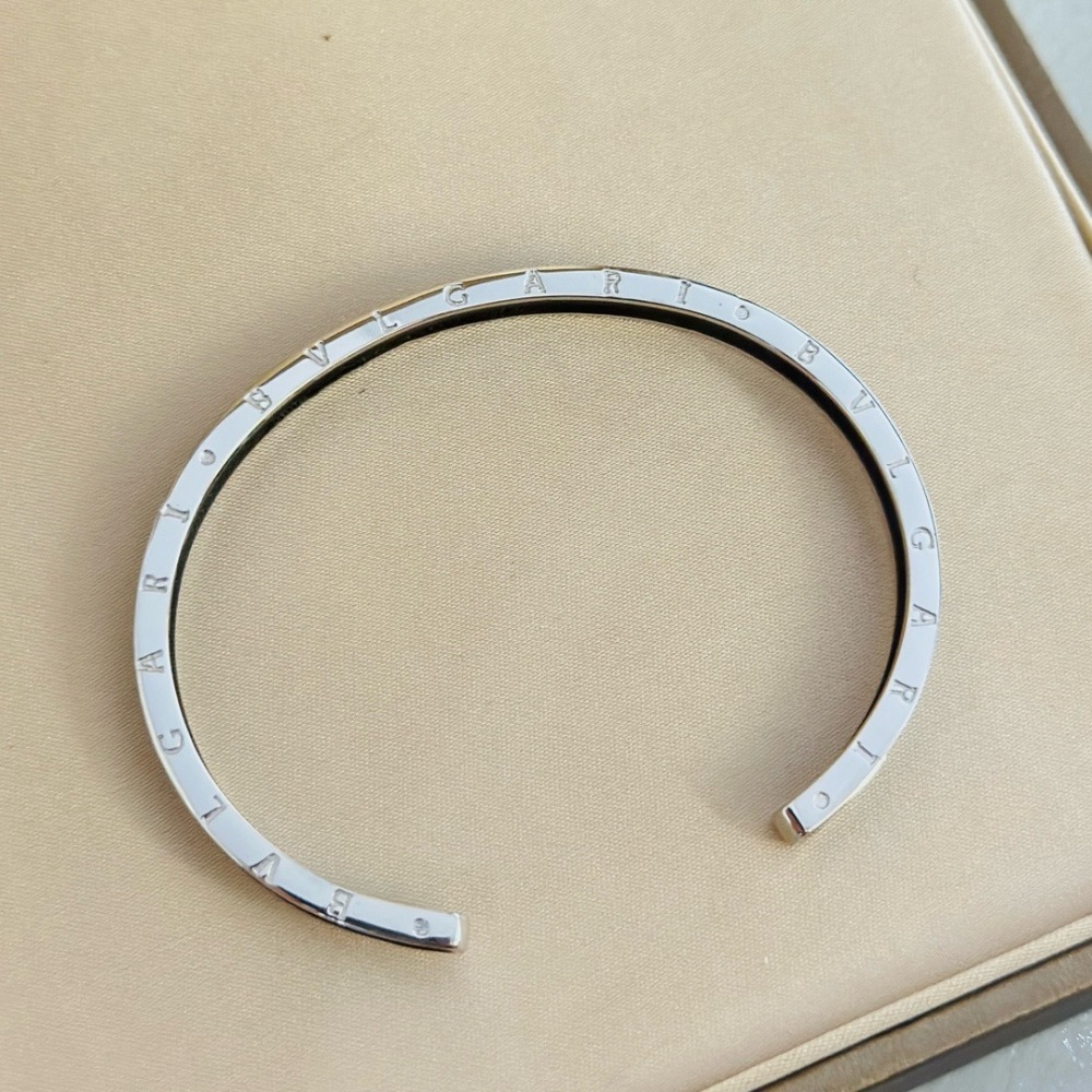 BVLGARI B.ZERO1 SILVER BLACK ENAMEL OPEN CUFF BRACELET