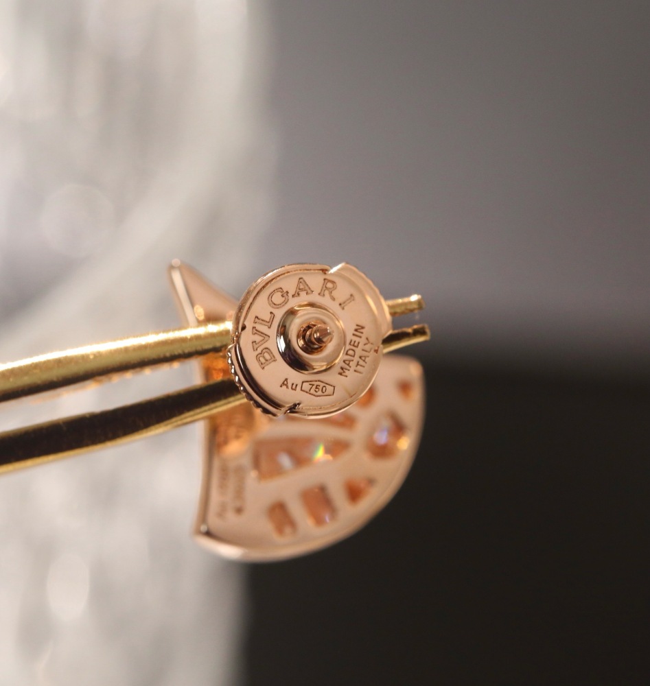 BVLGARI DIVAS' DREAM FULL PAVE DIAMOND ROSE GOLD STUD EARRINGS