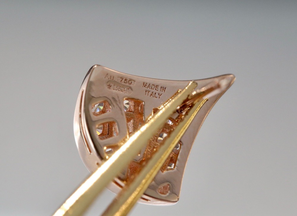 BVLGARI DIVAS' DREAM FULL PAVE DIAMOND ROSE GOLD STUD EARRINGS