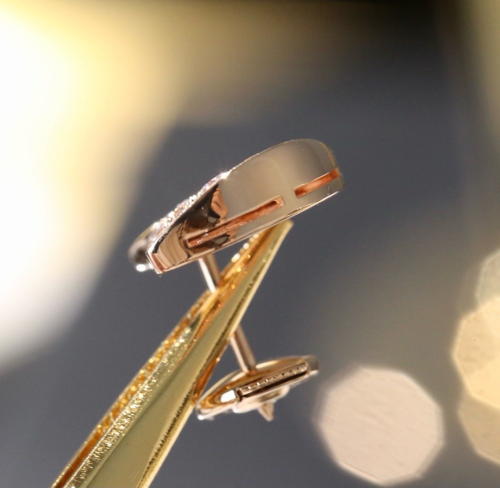 BVLGARI DIVAS' DREAM FULL PAVE DIAMOND ROSE GOLD STUD EARRINGS