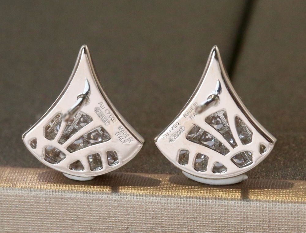 BVLGARI DIVAS' DREAM FULL PAVE DIAMOND WHITE GOLD STUD EARRINGS